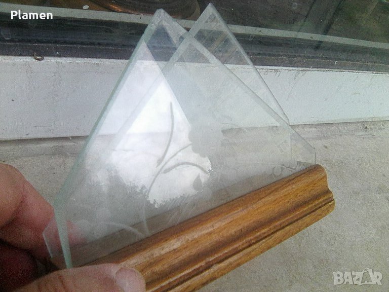 Салфетник от дърво и стъкло, снимка 1