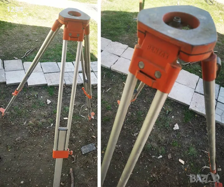 ЯПОНСКИ алуминиев стенд PENTAX за оптичен нивел (стойка) тринога трипод , снимка 1