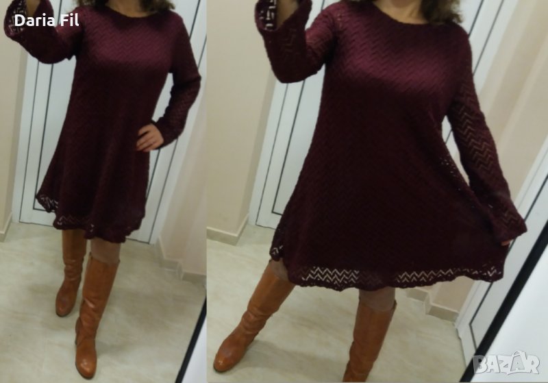 Дантелена рокля в бордо, снимка 1