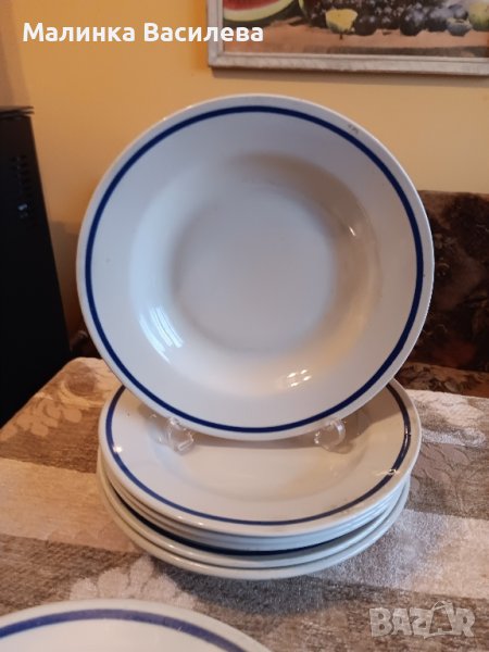 чинии със син кант , снимка 1