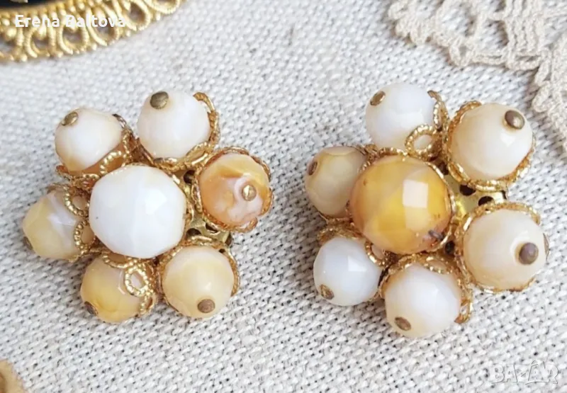 🌸Обеци клипс и кристални елементи , снимка 1