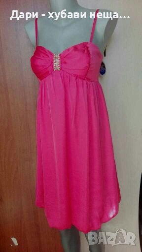 Тъмно розова рокля от сатен🍀❤S,M❤🍀арт.4251, снимка 1