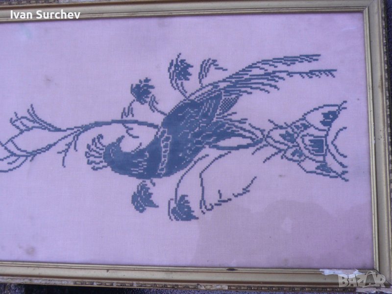  ПАУН-БРОДЕРИЯ със РАМКА 32СМ НА 48 СМ, снимка 1