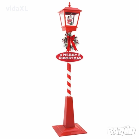 vidaXL Коледен уличен лампа с фенер Червено 40,5x40,5x180см Пластмаса(SKU: 42017508)