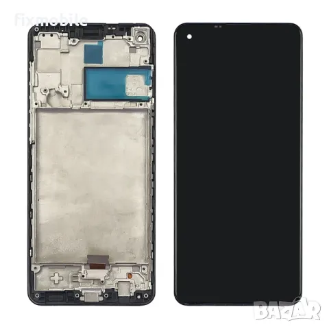 Дисплей за SAMSUNG A217 Galaxy A21S (2020) с черен тъчскрийн и корпусна рамка, снимка 1