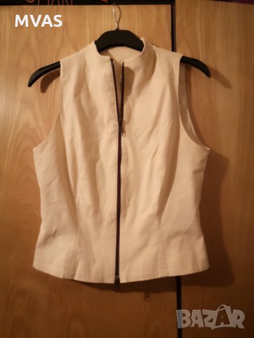 Нов дамски елек на цип топ XS 34 светло жълт