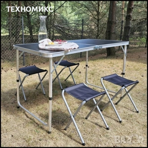 Сгъваема къмпинг маса с 4 стола, снимка 2 - Къмпинг мебели - 53263383