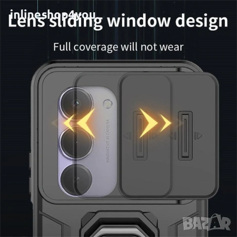 Удароустойчив Кейс RingCase с Капак за Xiaomi Redmi 15 4G, снимка 3 - Калъфи, кейсове - 53239756