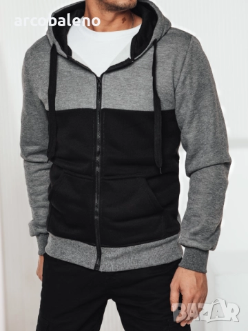 Мъжки суичър с цип и качулка, 3цвята , снимка 6 - Суичъри - 47535709