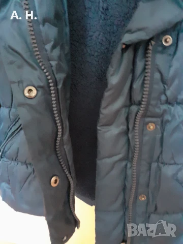 Синьо яке със сваляща се яка и колан, снимка 3 - Якета - 51353950