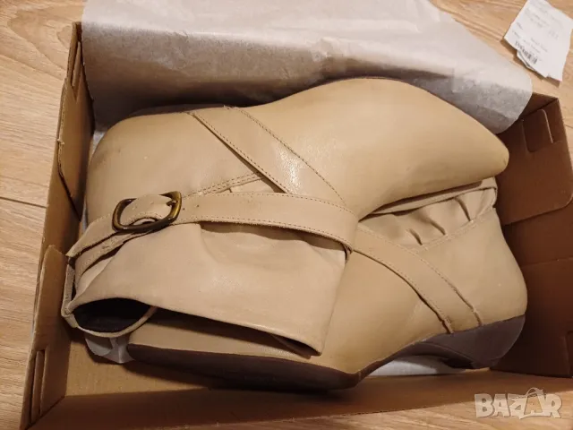 Дамски бежови боти от естествена кожа, 36-38, снимка 5 - Дамски боти - 48376310