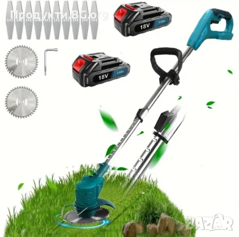 Акумулаторна косачка с 2 батерии 18V, Зарядно и аксесоари, снимка 1