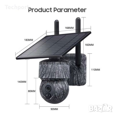 Безжична 8MP PTZ соларна камера WIFI и 4G SIM със слънчев панел