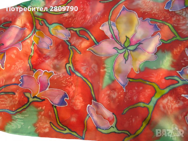 Ръчно изработен копринен шал с лотосови цветя като най-добър подарък, за да покажете вашата любов, снимка 3 - Шалове - 38570905