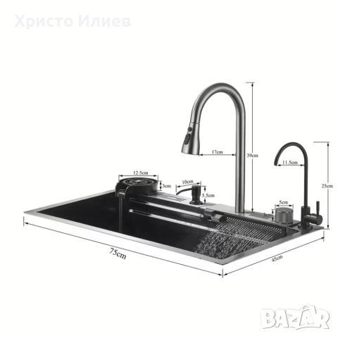 Мивка Голяма Кухненска Луксозна Мултифункционална 75см х 45см, снимка 8 - Мивки - 51820835