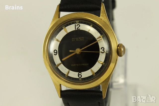 1940's ANKER Стар Немски Военен Позлатен Часовник, снимка 3 - Антикварни и старинни предмети - 51657325