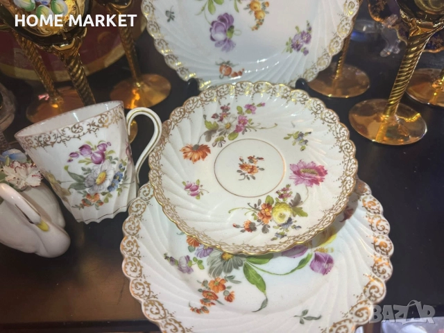 Circa 1894 наличие на няколко великолепни тройни сета съвместимост на чашката около 175 мл, , снимка 13 - Антикварни и старинни предмети - 52612675