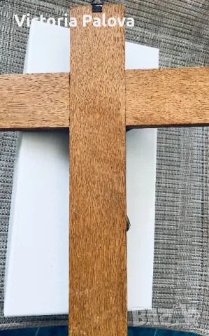 Дървен кръст с бронзова фигура Разпятие Христово , снимка 7 - Други ценни предмети - 49792853