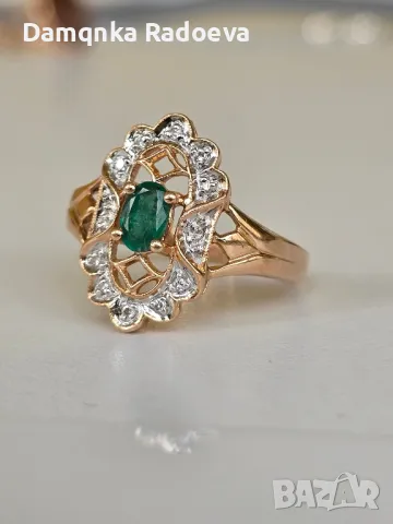 Руски златен пръстен с Брилианти 14 карата , снимка 6 - Пръстени - 49816167