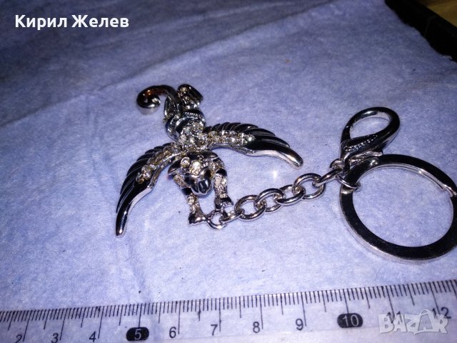 ЕФЕКТЕН ФИГУРАЛЕН СРЕБРИСТ КЛЮЧОДЪРЖАТЕЛ МИТОЛОГИЧНО ЧУДОВИЩЕ ИНКРУСТИРАНО с КРИСТАЛИ 33127, снимка 8 - Колекции - 39955625