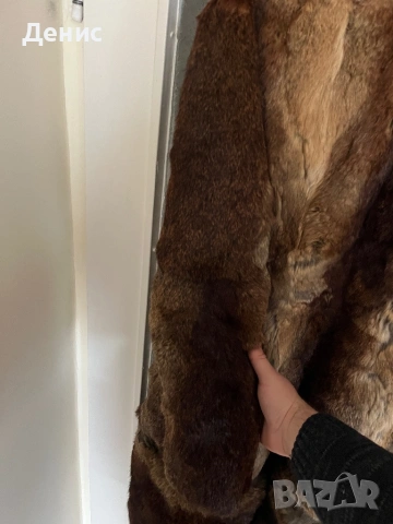 Дълго дамско палто от естествен косъм (нутрия) – L/XL, с подвижна част, ретро модел, снимка 3 - Палта, манта - 53295608