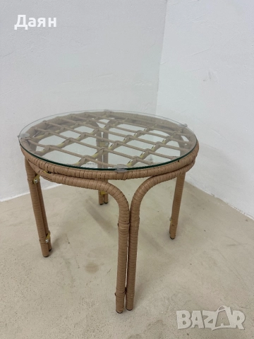 Кръгла градинска масичка от ратан и подсилено стъкло Outsunny , снимка 7 - Градински мебели, декорация  - 52669085