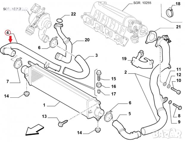 51842990 Маркуч за турбо за Фиат Браво  - 1,6 D Multijet , снимка 3 - Части - 37755290