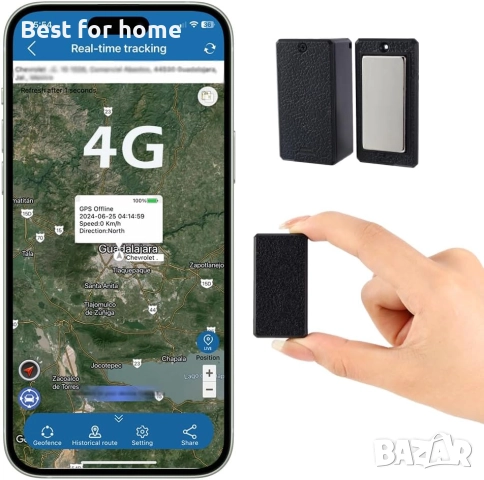 4G GPS Тракер TKMARS – Водоустойчив, Силно магнитно закрепване, Проследяване в реално време, снимка 2 - Навигация за кола - 52955782