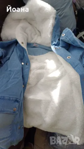 Зимно дънково яке с пух за момичета , снимка 6 - Детски якета и елеци - 47375555