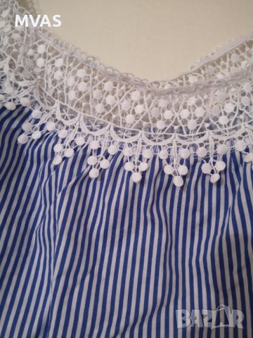Нова блузка синьо бяло райе М размер морска, снимка 5 - Корсети, бюстиета, топове - 36854093