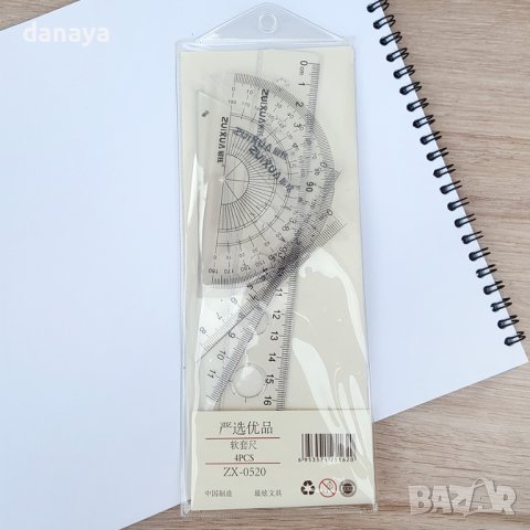 3041 Геометричен комплект за чертане огъващи се линия триъгълници транспортир, снимка 4 - Ученически пособия, канцеларски материали - 37808830