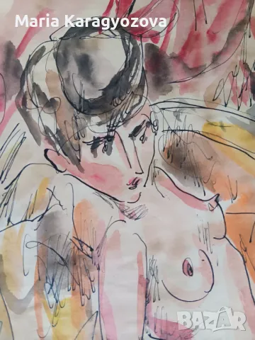 Картна Жул Паскин, оригинал, снимка 4 - Антикварни и старинни предмети - 50299173