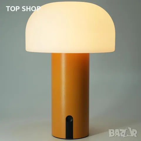 WEILAILUX Настолна нощна лампа гъба, безжична, акумулаторна, USB зареждане, димиране, оранжева