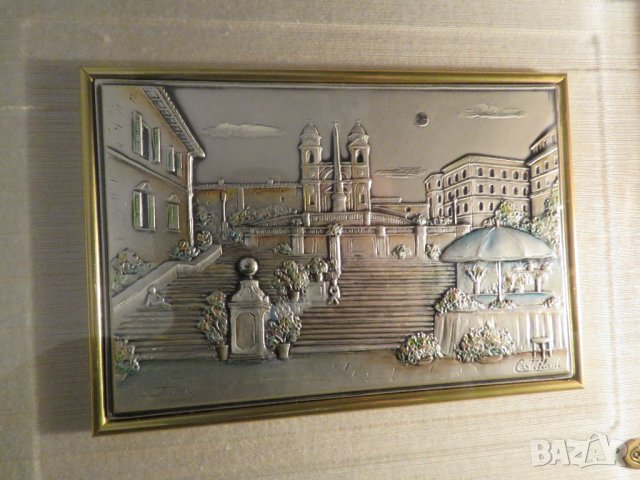 голяма стара сребърна картина ,, Старата катедрала ,,  с маркировка за сребро ( 925) - за вашия дом, снимка 3 - Картини - 40855262