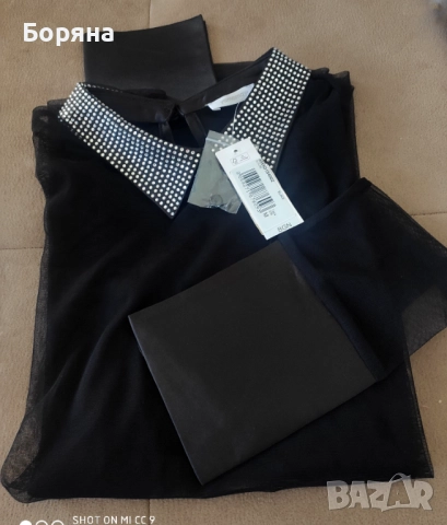 Yamamay нова с етикет блуза с яка с камъни, снимка 9 - Блузи с дълъг ръкав и пуловери - 52065568