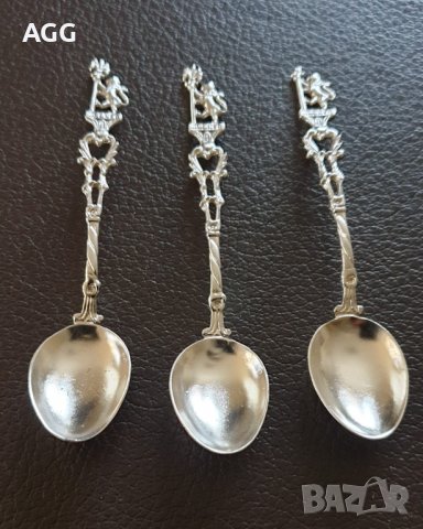 Комплект изящни сребърни лъжички за кафе, снимка 4 - Антикварни и старинни предмети - 39209750