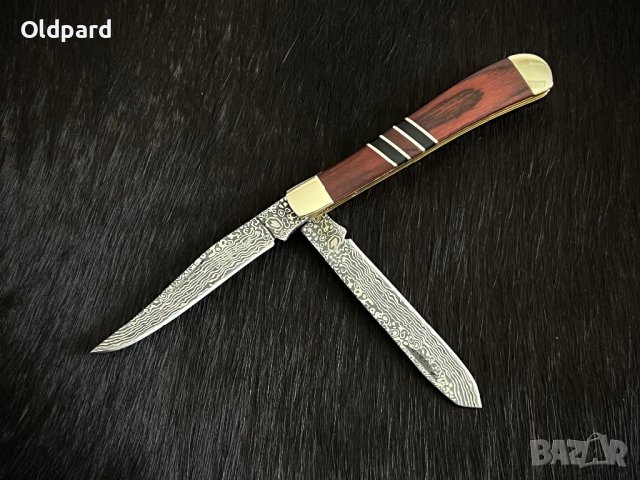 Висококачествен компактен колекционерски джобен сгъваем нож Elk Ridge Trapper Pakkawood.(ER954WBCR), снимка 2 - Ножове - 43021162