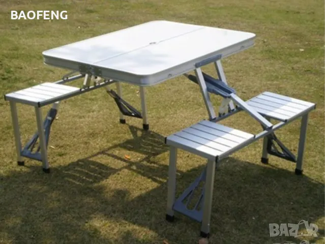 %@! Нови  Алуминиева сгъваема маса с 4 стола за пикник ,85x67x67 см тип куфар от ВНОСИТЕЛ, снимка 2 - Къмпинг мебели - 50102198