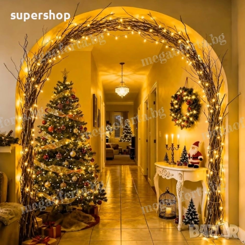 Светещ Коледен Гирлянд 50м. с 250 Диода Топла Светлина Коледна Украса, снимка 6 - Други - 52514054