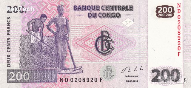 ❤️ ⭐ Конго ДР 2013 200 франка UNC нова ⭐ ❤️, снимка 2 - Нумизматика и бонистика - 43226498