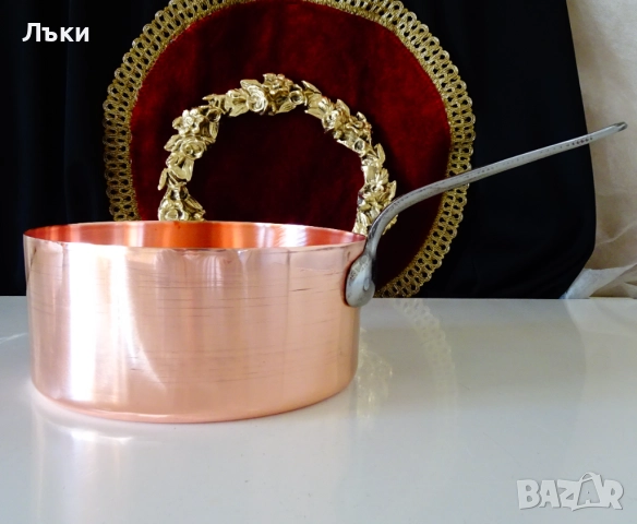 Медна тенджера 1.6 л.,чиста червена мед. 