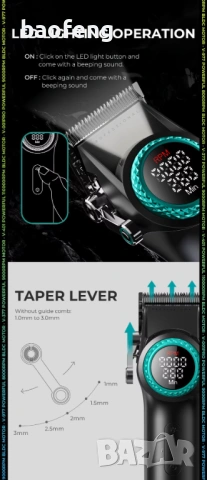 Нов 32 части VGR Stepless 4 в 1 за барбер / фризьори Професионален комплект машинки за подстригване , снимка 17 - Фризьорски принадлежности - 53525098