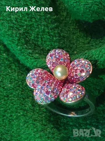 СКЪПОЦЕНЕН СРЕБЪРЕН ПРЪСТЕН ЦВЕТЕ СРЕБРО 925 с БЯЛА НАТУРАЛНА ПЕРЛА ЕМАЙЛ РАЗНОЦВЕТНИ КАМЪЧЕТА 49226, снимка 14 - Пръстени - 50024146