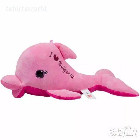 Нов голям плюшен делфин „I love Bulgaria“ в розово със звук