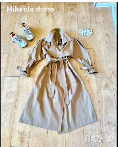 Разкошен плътен ежедневен тренч oversize, снимка 3 - Палта, манта - 52095161