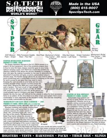 Американска военна тактическа жилетка за снайперисти S.O. Tech , снимка 9 - Екипировка - 29040232