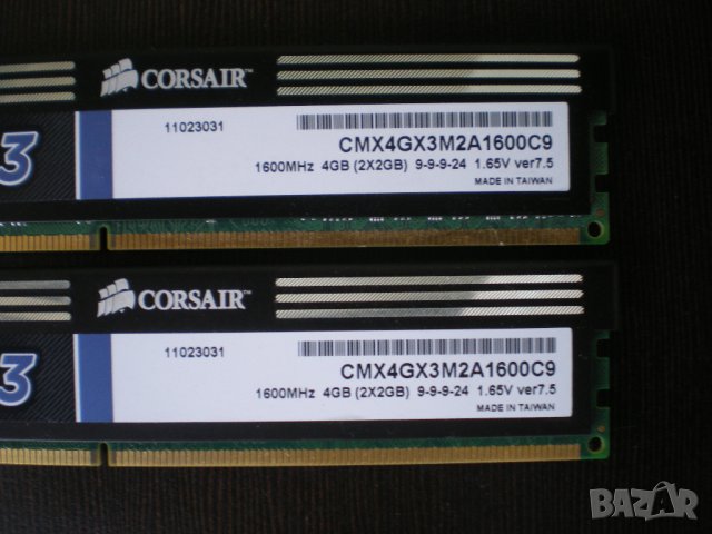 Рам памет Corsair XMS3 4GB (2x2GB) DDR3 1600MHz,PC3-12800,CMX4GX3M2A1600C9, снимка 2 - RAM памет - 43116720