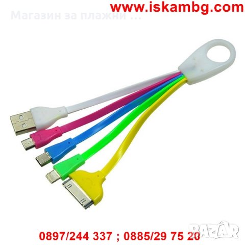 Универсално USB зарядно за телефони 4в1, снимка 7 - Резервни части за телефони - 26867892