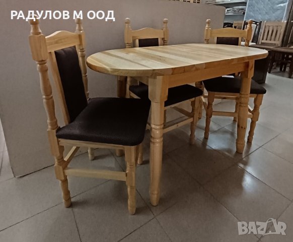 Кухненска маса чам 60/120+30 см, струговани крака, снимка 2 - Маси - 44044531
