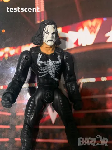 Екшън фигура WWE Sting Стинг Марвел Marvel collab Mattel AEW TNA, снимка 2 - Фигурки - 48386157